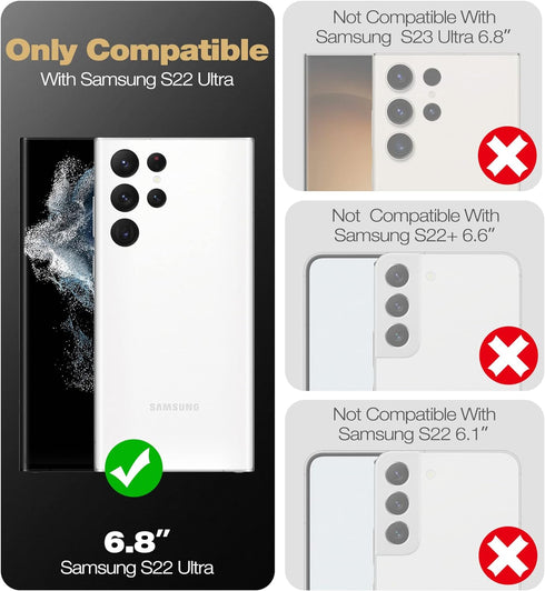 Dexnor Samsung Galaxy S22 Ultra Case, Built-in Screen Protector and Kickstand, Heavy Duty Protection