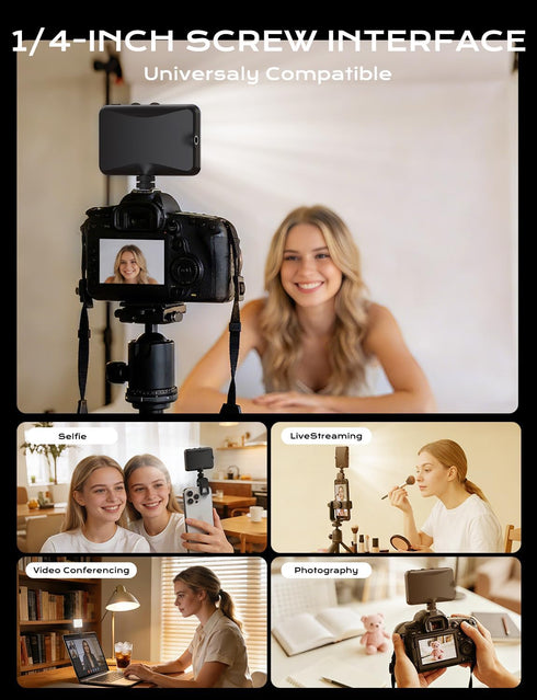degeca 66 25 96+ 3 2 360 2000mAh LED & RGB Portable Selfie Light, CRI, White & RGB Modes, Rotatable Phone Clip & Camera