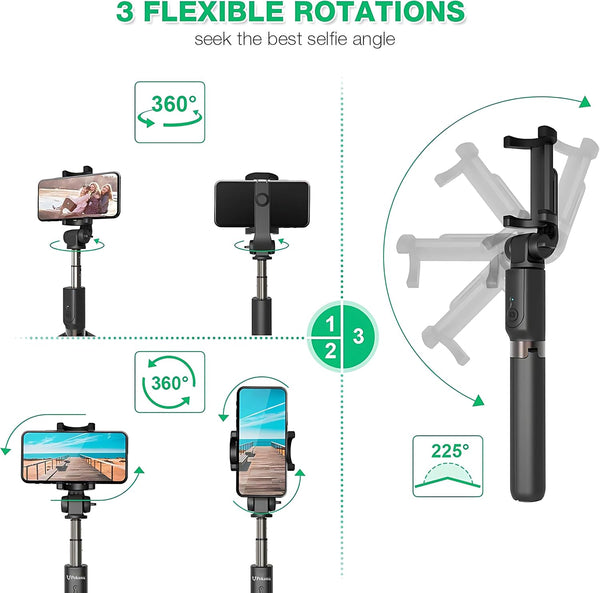 Selfie Stick Tripod with Wireless Remote Controller - Extendable Adjustable Stand for All Apple iPhone, Samsung Galaxy