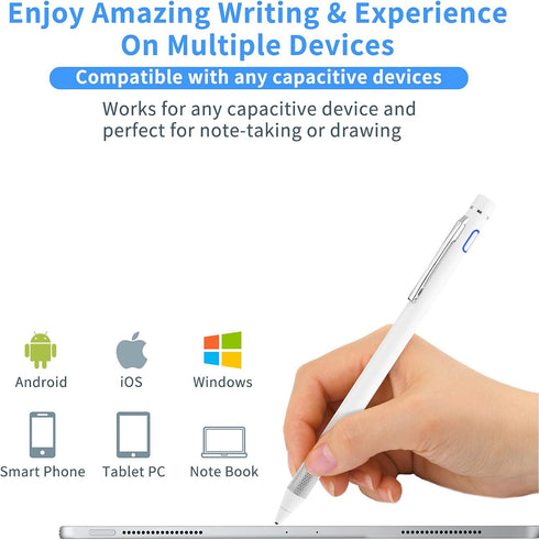 Minilabo Stylus Pencil for Moto G 5G/5G Stylus/Play, Active Digital Pen with 1.5mm Ultra Fine Tip, White