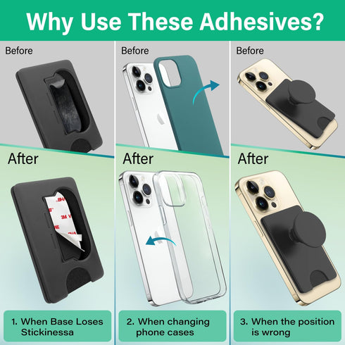 pop-tech Sticky Adhesive Replacement for Socket Wallet Plus Oval Base, 9pcs 3M VHB Strong Glue