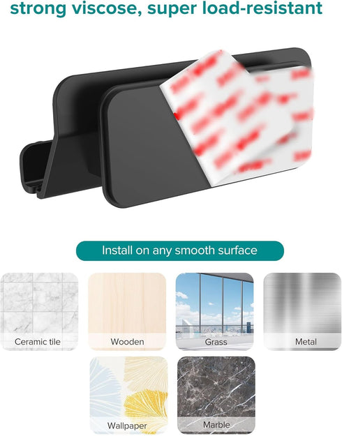 HomeMount Wall Mount Phone Holder, Hands Free Adhesive Strip Phone Holder for Bedroom, Living Room, Kitchen, Compatible