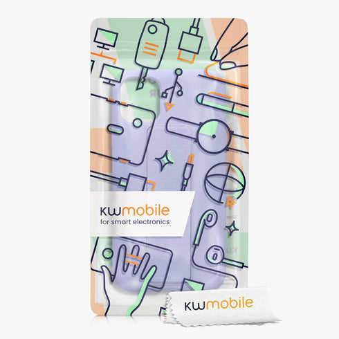 kwmobile 11 Case Compatible with Apple iPhone - Case with Hand Strap and Stand Soft TPU Silicone Coating - Lavender