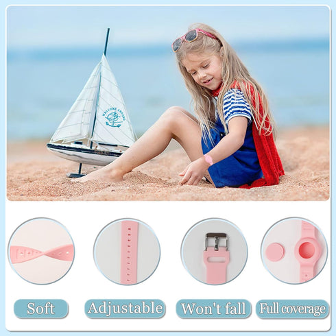 Waterproof Airtag Bracelet for Kids, Silicone Wristband Compatible with Apple Air Tag, Adjustable Anti-Lost Strap for