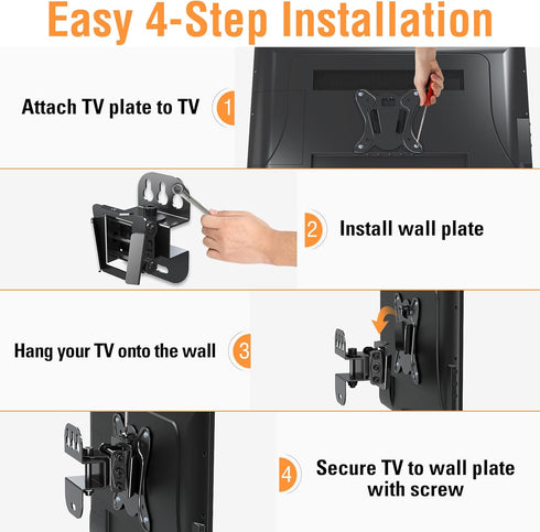 ELIVED TV Wall Mount Small Monitor Mount Bracket, Adjustable Tilt Swivel for Most 13-30 Inch TVs, Holds up to 33 lbs