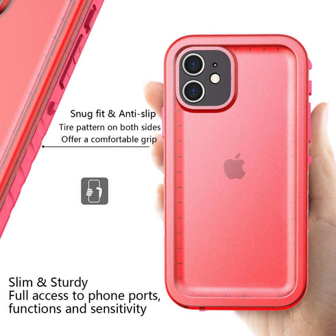 Cozycase Waterproof iPhone 11 Case with Built-in Screen Protector, Full-Body Rugged Bumper Cover, Shockproof (Pink)