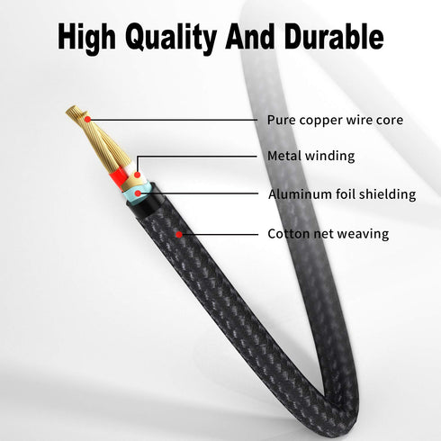 3.5mm to RCA Cable, 3.3FT 2 RCA Male to Aux Adapter, Y Splitter Cord Compatible with iPhone, MP3, Tablets, Speakers