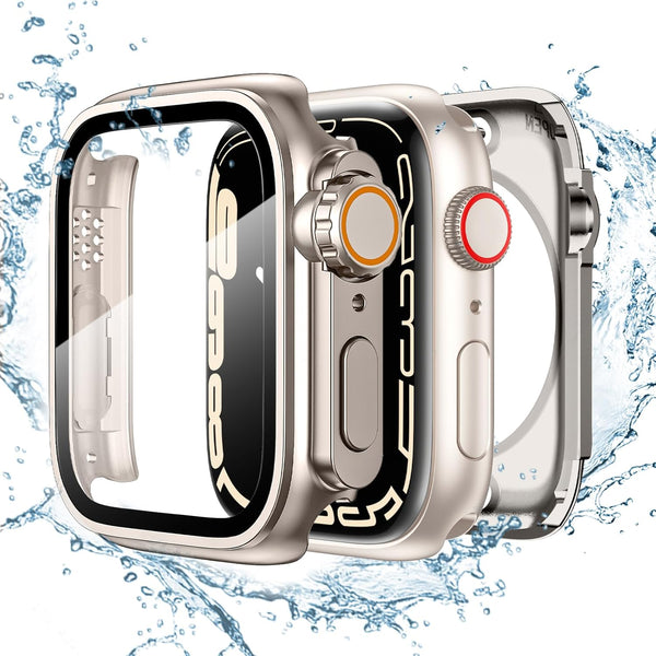 Tensea 2-in-1 Waterproof Apple Watch Screen Protector Case, SE 2nd Generation, iWatch Face Cover, 44mm