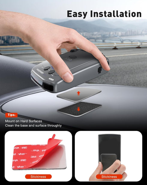 iGoevo Radar Detector Dash Mount Compatible with Cobra, Uniden, Escort & More, Heat-Resistant Hook-and-Loop Base