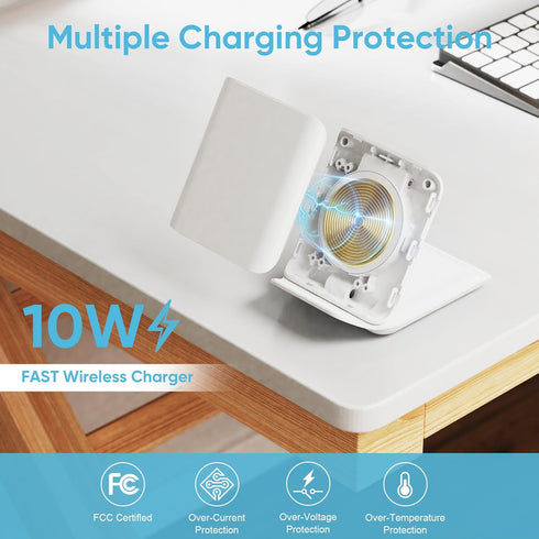 Fast Wireless Charger for Samsung, 2 in 1 Foldable Travel Charging Station for Galaxy Z Flip 6/5/4 and Motorola Razr+