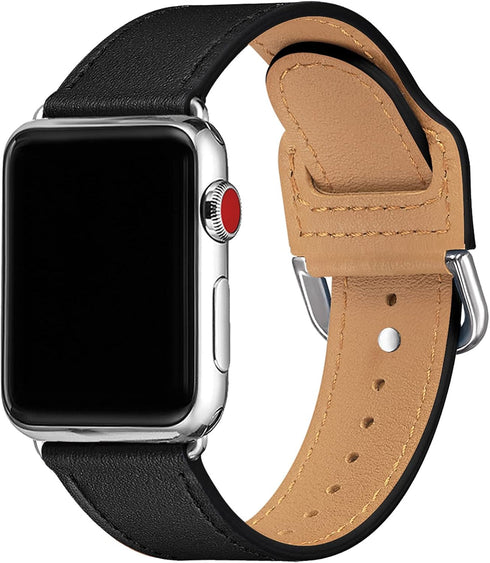 POWER PRIMACY Leather Bands Compatible with Apple Watch, 38mm 40mm 41mm 42mm Series 10, Genuine Leather Strap