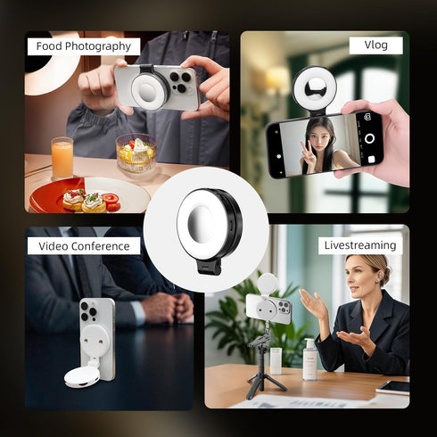 Magnetic Selfie Light for MagSafe, LED Ring Fill Light for iPhone, Portable Rechargeable Clip on Light for Selfie
