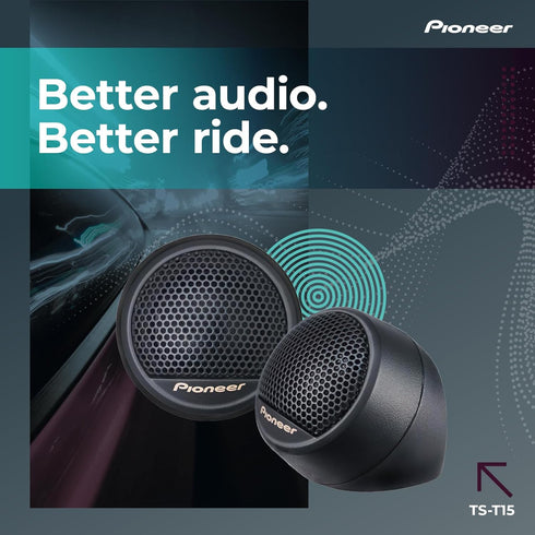 Pioneer TS-T15 3/4” Soft Dome Tweeter Car Speakers, Pair, Smooth Upper Range, Clear Sound Quality
