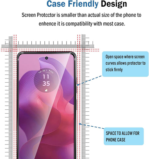 2 Pack Full Coverage Screen Protector for Moto G24/G24 Power/G04/G04s/Moto E14, 9H Tempered Glass, HD Clear, Bubble-Free