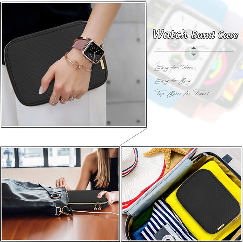 Teamoy Watch Band Storage Case, Holds 12 Watch Straps, Travel Organizer for Apple Watch Bands, Black
