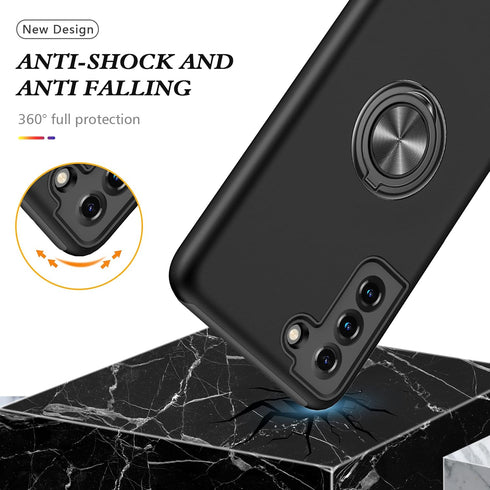 Samsung Galaxy S22 Plus Case - Military Grade Shockproof, Heavy Duty Armor, Built-in Ring Holder & Kickstand (Black)