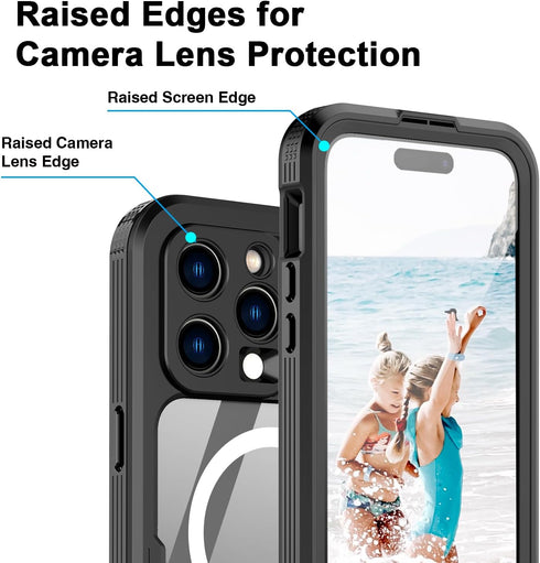 for iPhone 15 Pro Max Waterproof Case, Built-in Screen Protector, Shockproof, Snowproof, Dustproof, Full Body