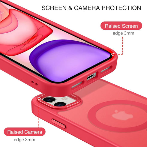 BENTOBEN iPhone 11 Magnetic Case, Slim Shockproof Translucent Matte Cover, Anti-Fingerprint, Anti-Scratch, Red 6.1’’