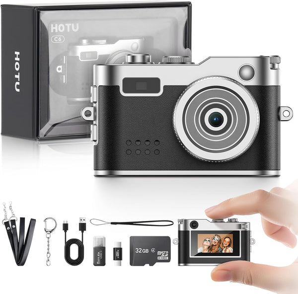 HOTU Mini Digital Camera, Keychain Camera 1080P HD with 2MP Lens, Flash, Video