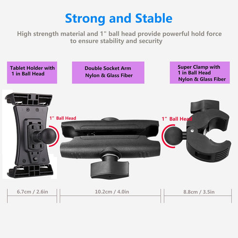 Treadmill Tablet iPad Holder Bike Handlebar Mount Clamp for 4-13" Devices, Compatible with Stationary Bikes