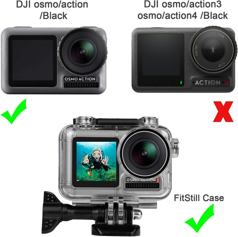FitStill Waterproof Case for DJI Osmo Action Camera, 45M Diving Housing Protective Shell Underwater Accessories Kit
