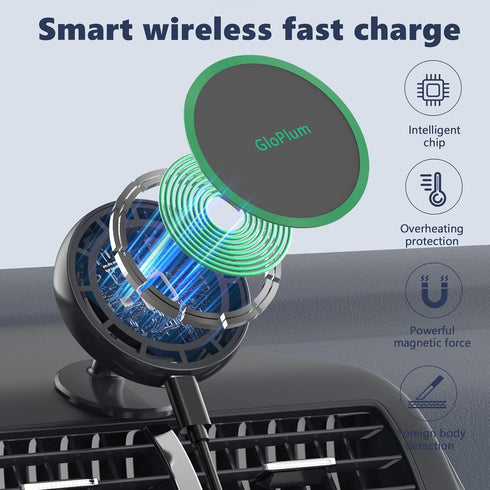 Magnetic Wireless Car Charger Mount, Compatible with Magsafe iPhone 15/14/13, Fast Charging Air Vent