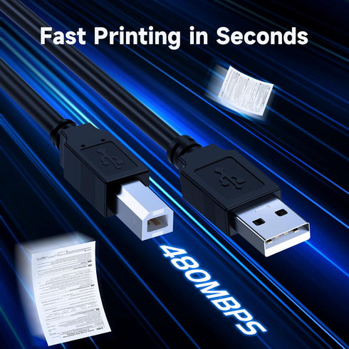 Qxcynsef 2.0 10 10FT USB Printer Cable FT USB A to USB B Cable for HP, Canon, Epson, Brother, Lexmark Printer, Scanner