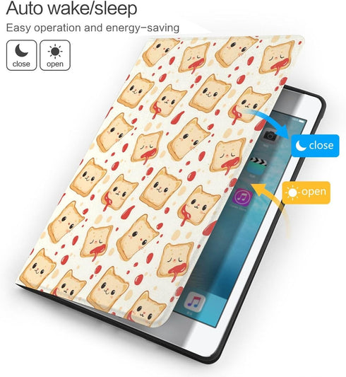 TZTTZT 9th/8th/7th 10.2 Inch, Cute Ketchup Bread Print Compatible with ipad Generation Case Cover, Tablet Cases