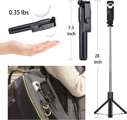 USTINE 3 1 14/13/13 Pro/13 Max/12/12 Pro/X/XR/XS/8/7/6S,Android Portable Selfie Stick Tripod, in Extendable Selfie