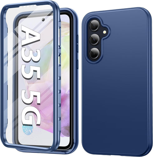 FNTCASE Samsung Galaxy A35-5G Case: Rugged Dual Layer Silicone Cover with Built-in Screen Protector, Slim Shockproof