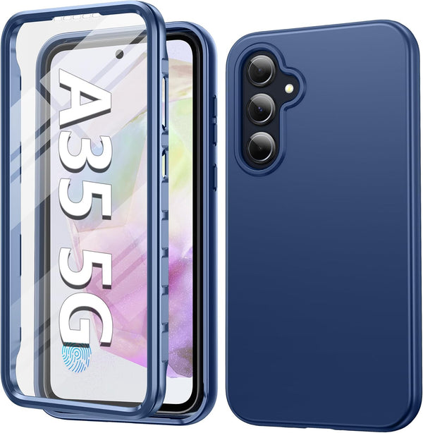 FNTCASE Samsung Galaxy A35-5G Case: Rugged Dual Layer Silicone Cover with Built-in Screen Protector, Slim Shockproof