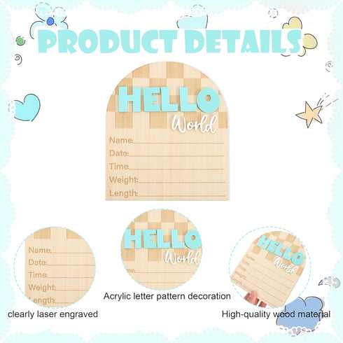 TERJIO Racing Hello World Bulletin Board - Little Racer Birth Information Record,Fast Race Car Checkered Wooden Board