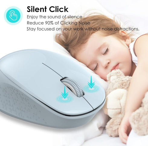 LeadsaiL 2.4GHz 3 1600 Wireless Mouse for Laptop, Silent USB Mouse, Slim Optical Mouse with Buttons, DPI, Works