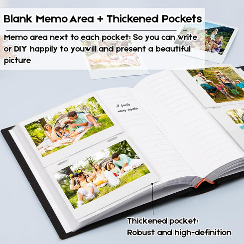 Photo Album for Fujifilm Instax Wide 300 Camera, Linen Cover, 120 Pockets for Polaroid Instant Photos