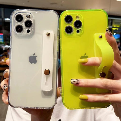 siduater Strap Holder Case for 6.7" iPhone 15 Pro Max with Kickstand, Shockproof Translucent PC Back Cover