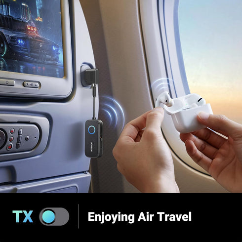 UGREEN Airplane Bluetooth Transmitter Receiver for 2 Airpods, 2-in-1 Wireless Bluetooth Adapter for Flight, TV, Car