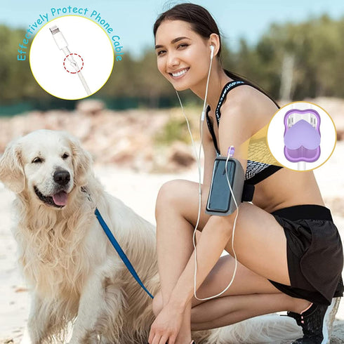 Cute 3D Love Heart Cable Protector for iPhone Charger, Data Line Saver for iPhone 11 12 13 14 Pro Max - Purple
