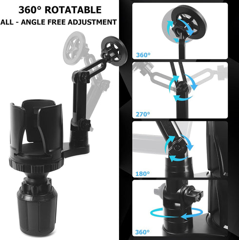 2.68-4.33" 360 N52 Frani Car Cup Holder Expander with Magnetic Phone Mount - Adjustable Insert Fits Holders, Adjustable