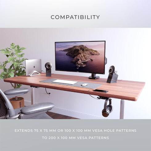 HumanCentric VESA Mount Adapter Plate for 200 x 100 mm VESA Patterns, Conversion Kit for 75 x 75 and 100 x 100 mm