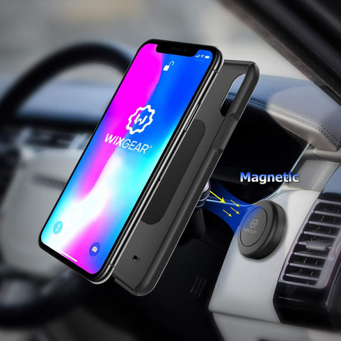 WixGear Universal Flat Stick On Dashboard Magnetic Car Mount Holder for Cell Phones and Mini Tablets with Fast