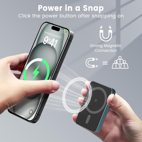 Small Magsafe Battery Pack, 5000mAh Slim Wireless Magnetic Portable Charger, Compatible with iPhone 16/15/14/13