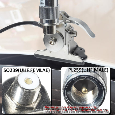 HYS SO239 PL-259 16.4ft RG-58 Stainless Steel Adjustable Car Antenna Mount Bracket with to Connector & Coax Cable