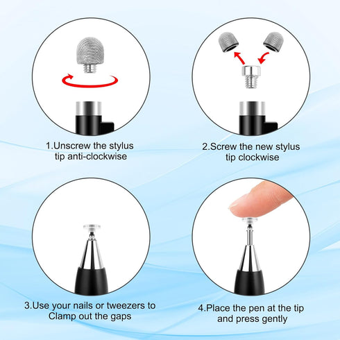 AULEEP 2-in-1 (2 Stylus (Fiber & Disc Tip) Stylus Pens for Touch Screen, High Sensitivity & Precision Capacitive Stylus