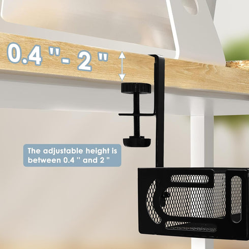 Mzmaxy 25'' Cable Management, Cable Management Under Desk No Drill, Metal Cord Organizer with Clamp for Standing Desk