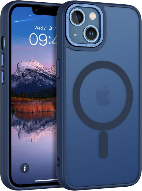BENTOBEN iPhone 13 Case - Slim, Shockproof, Translucent Matte, Navy Blue, Compatible with MagSafe, for Men, Women,