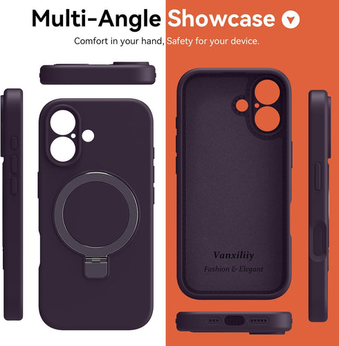 Vanxiliiy 17 17 Compatible with iPhone Case Stand, Slim Comfortable Liquid Silicone Phone Cases Fit for iPhone