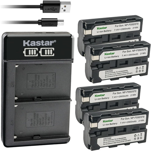 Kastar 4-Pack Battery and LKD2 USB Charger, Compatible with Sony NP-F330 NP-F550 NP-F570 NP-F770 NP-F960