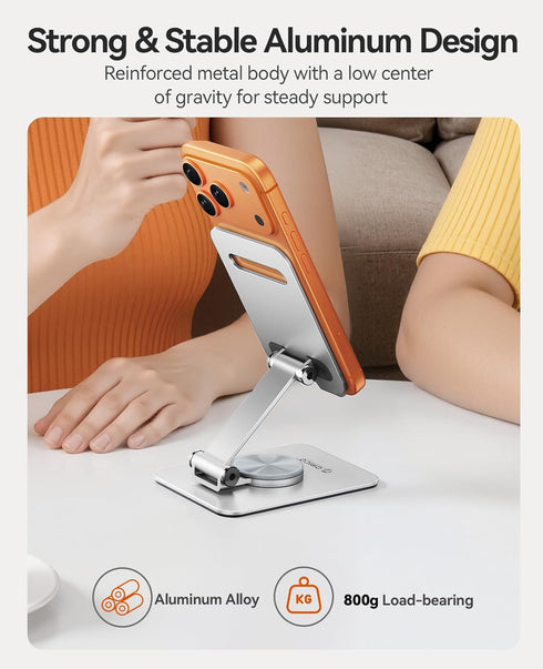 ORICO 360 6.9 Inches (PS2) Aluminum Phone Stand for Desk, Adjustable Metal Phone Holder with Stable Support and Smooth