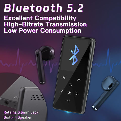 Vaktare Gud 128GB MP3 Player with Bluetooth, Portable Music Player with Built-in Speaker