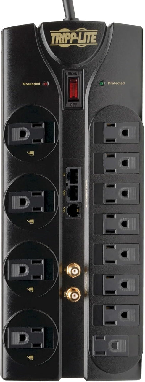 Tripp Lite 12 Outlet Surge Protector Power Strip, 8ft Cord, Black, RJ11, RJ45, & $250,000 Insurance